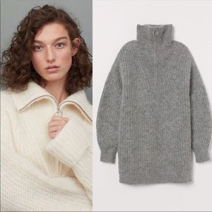 H&M Half-Zip Alpaca and Wool Blend Oversized Sweater